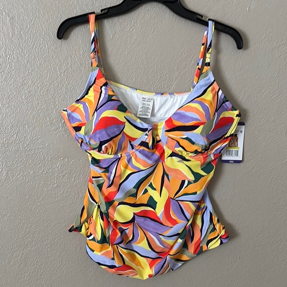Women’s Anne Cole Tropical Sea Grass Tankini Swim Top, XXL, Multicolor - Picture 1 of 8